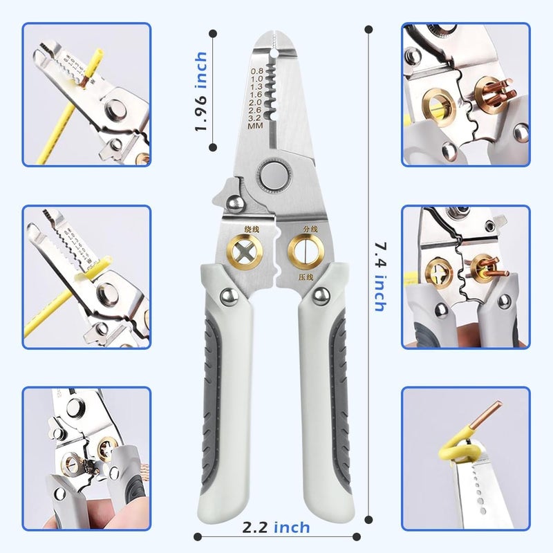 UPTODATETOOLS UPTODATETOOLS Special Wire Stripper for Electrician 6 in 1 Multifunction Wire Pliers Tool for Electric Cable Stripping Cutting Cable Stripper and Crimping  - Image 5