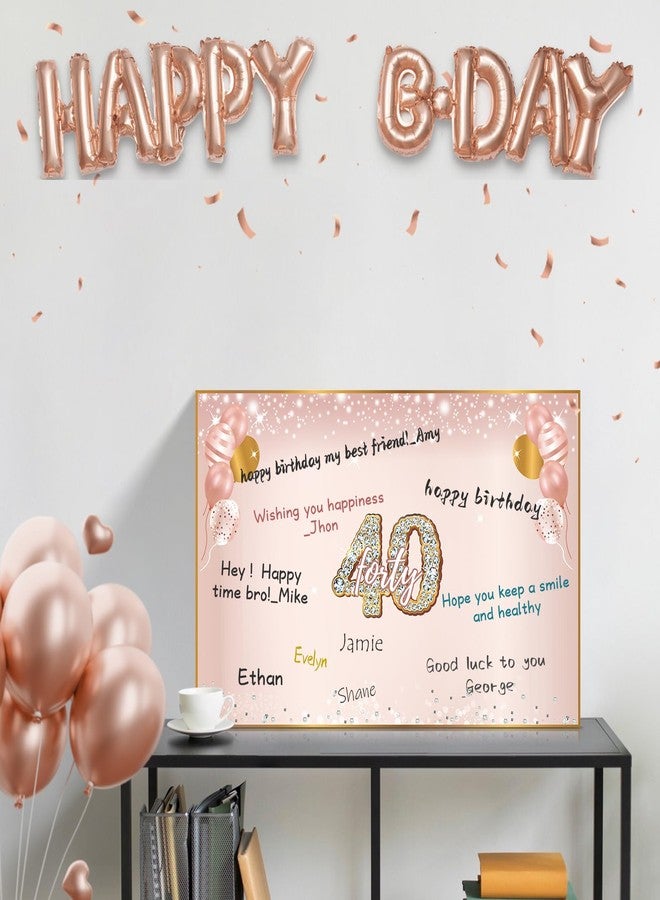 Turypaty Large 40th Birthday Card With Envelope for Women, Pink Rose Gold The Year 1985 Happy 40th Birthday Giant Guest Signature Book Gift, Extra Big Forty Greeting Card Decoration Party Supply - Image 5