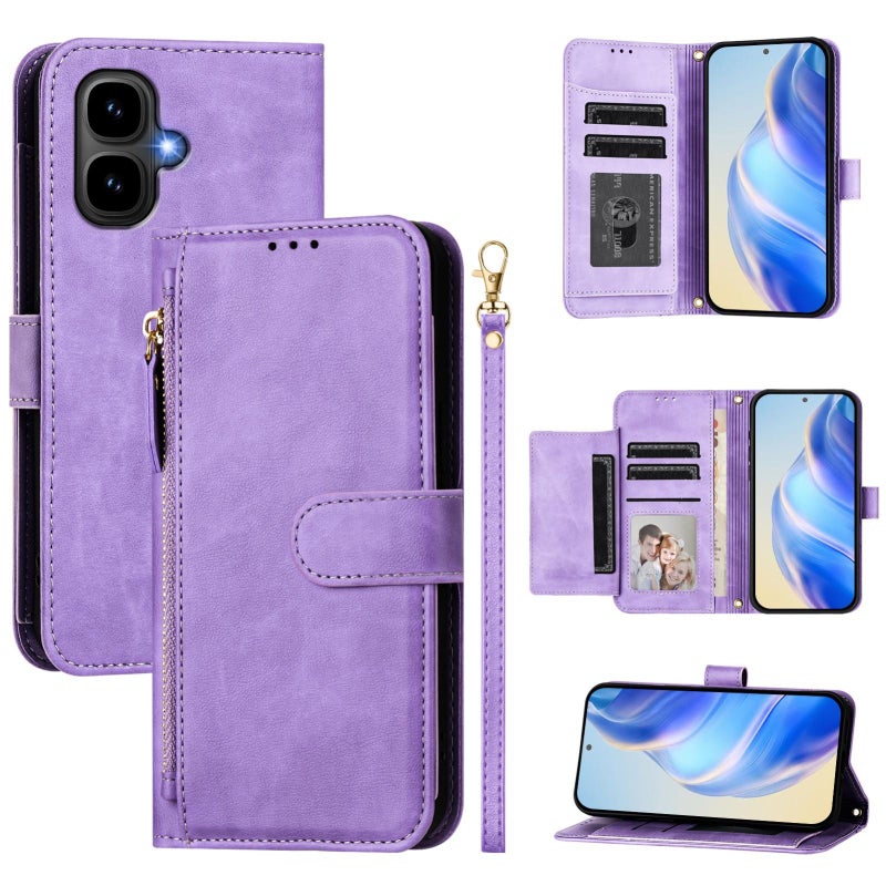 HuHa Case Cover For Infinix Smart 10 4G Multi-Card Slots Zipper Wallet Leather Phone Case(Purple) - Image 1