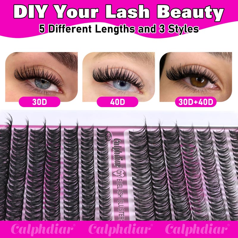 Calphdiar Natural Lash Clusters 30D+40D Eyelash Clusters 8-16mm Cluster Eyelashâ€‚Extensions Wispy Lashes Clusters 240Pcs Individual Lashes DIY Lash Extension for Beginners - Image 3
