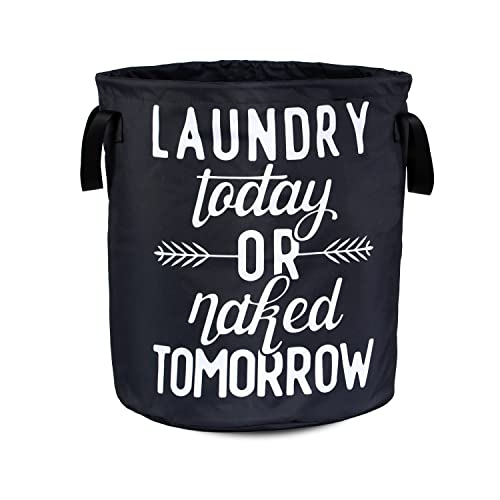 NUTAINLA Wash Today Laundry Basket Foldable Oxford Cloth Funny Tote Bag Laundry Hamper Clothes Storage Bucket Organizer For Bathroom/Laundry Storage/Bedroom Storage Basket 17.7x13.7 Inch - Image 1