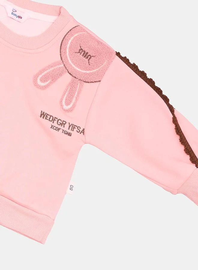 babyqlo Pink Bunny Tracksuit With Frill Detailing