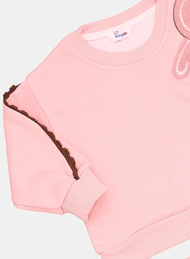 babyqlo Pink Bunny Tracksuit With Frill Detailing