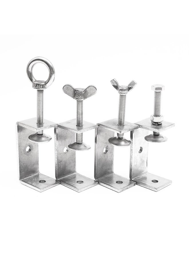 304 Stainless Steel Tiger Clip U-shaped Clip C- Shaped Clip Steel Pipe Square Clip Hand Screw Ring Clamp Opening-Specification Model:Opening 65mm [304 Hanging Ring]  - Image 4