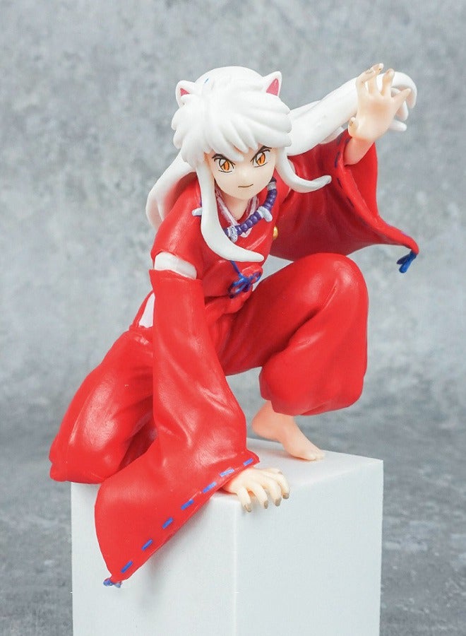 HALAMODO Inuyasha Crouching Red Robe Inuyasha Figure, Desk Decor and Adorable Birthday Gift 9cm - Image 1