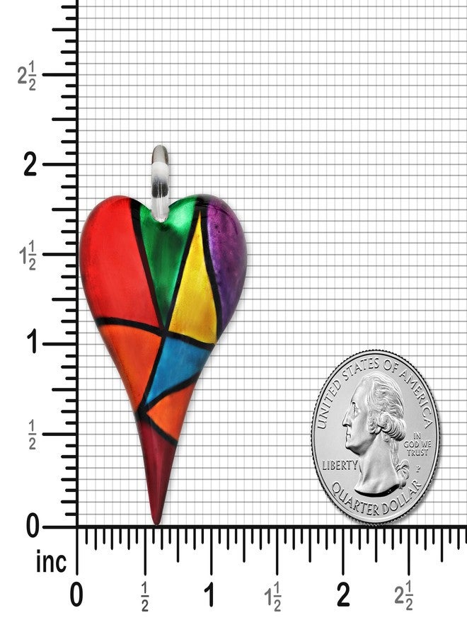 CHUVORA Glass Heart Necklace for Women - Mosaic Glass Heart Pendant Necklace - Large Puffy Chunky Heart Necklace - Purple Green Black Red Heart Necklace - Image 3