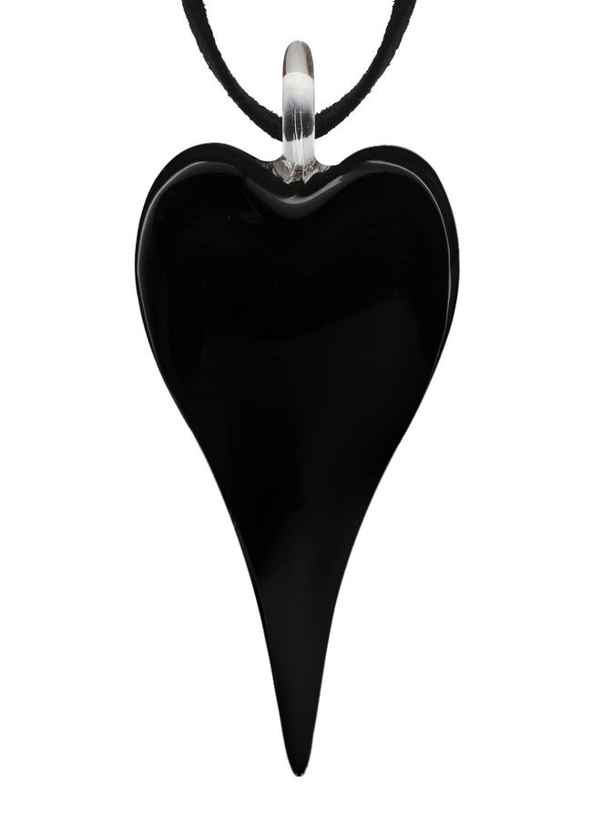 CHUVORA Glass Heart Necklace for Women - Mosaic Glass Heart Pendant Necklace - Large Puffy Chunky Heart Necklace - Purple Green Black Red Heart Necklace - Image 2