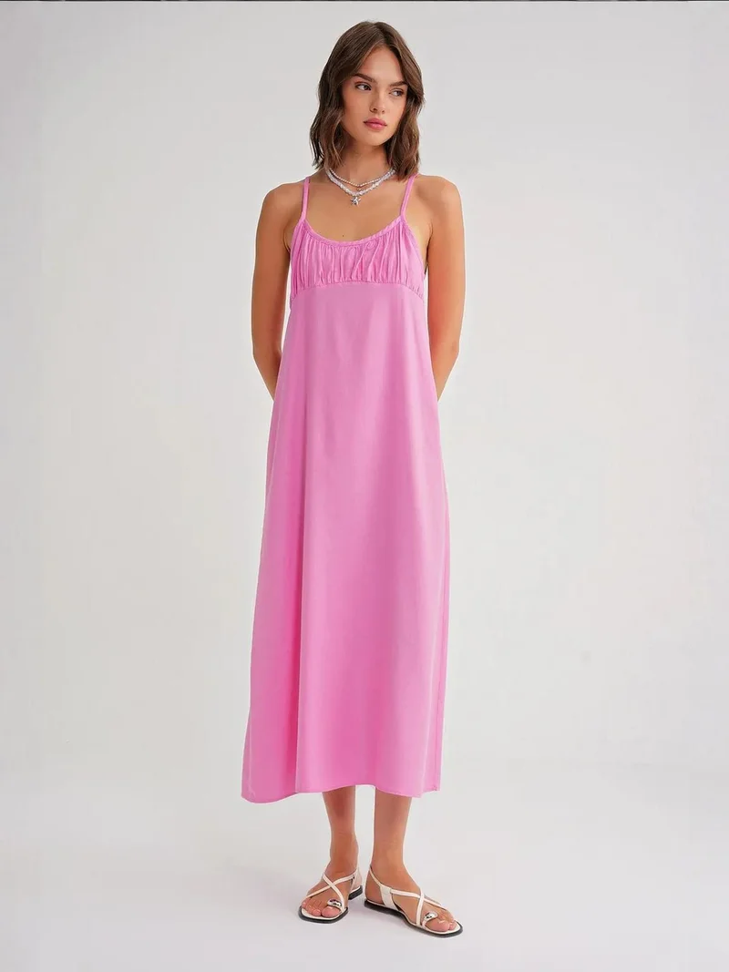 MixRay Mixray Strappy Maxi Dress with Gathered Detail
