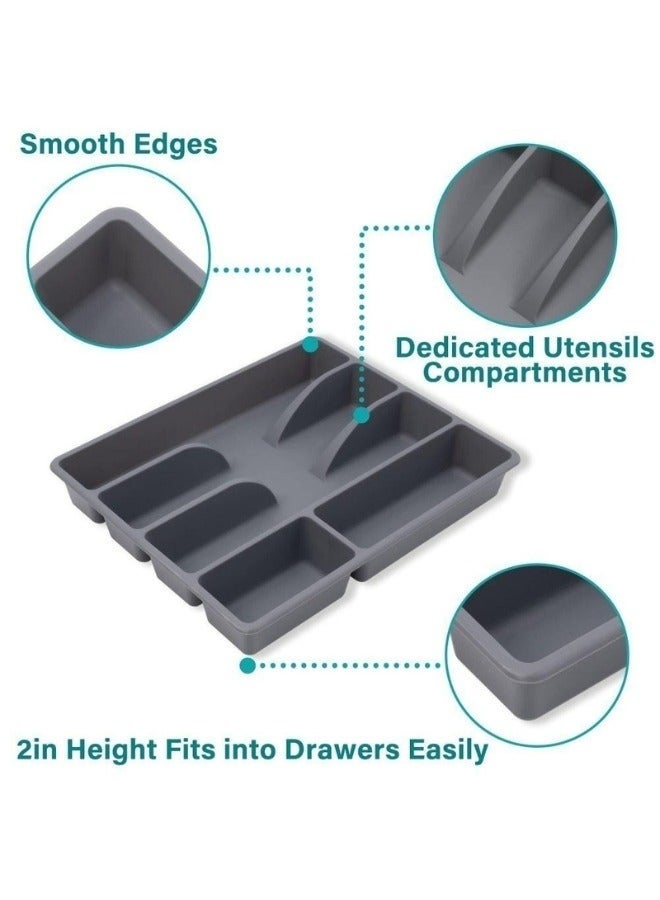 Ikea 5-Compartment Cutlery Drawer Organizer Tray 31 x 26 x 4.5 cm – Durable Plastic Kitchen Drawer Organizer for Spoons, Forks, Knives, Spices and Small Accessories, Space-Saving Easy-Clean Storage Tray, Fits Most Kitchen Drawers and Keeps Utensils Organized and Protected from Scratches - Grey - Image 5