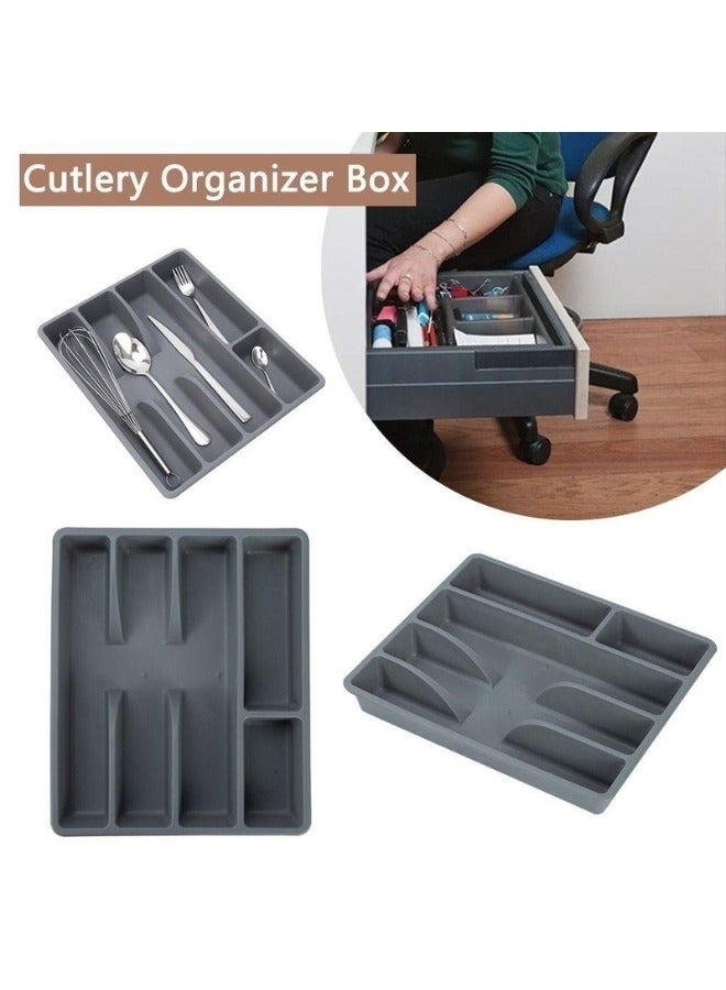 Ikea 5-Compartment Cutlery Drawer Organizer Tray 31 x 26 x 4.5 cm – Durable Plastic Kitchen Drawer Organizer for Spoons, Forks, Knives, Spices and Small Accessories, Space-Saving Easy-Clean Storage Tray, Fits Most Kitchen Drawers and Keeps Utensils Organized and Protected from Scratches - Grey - Image 4