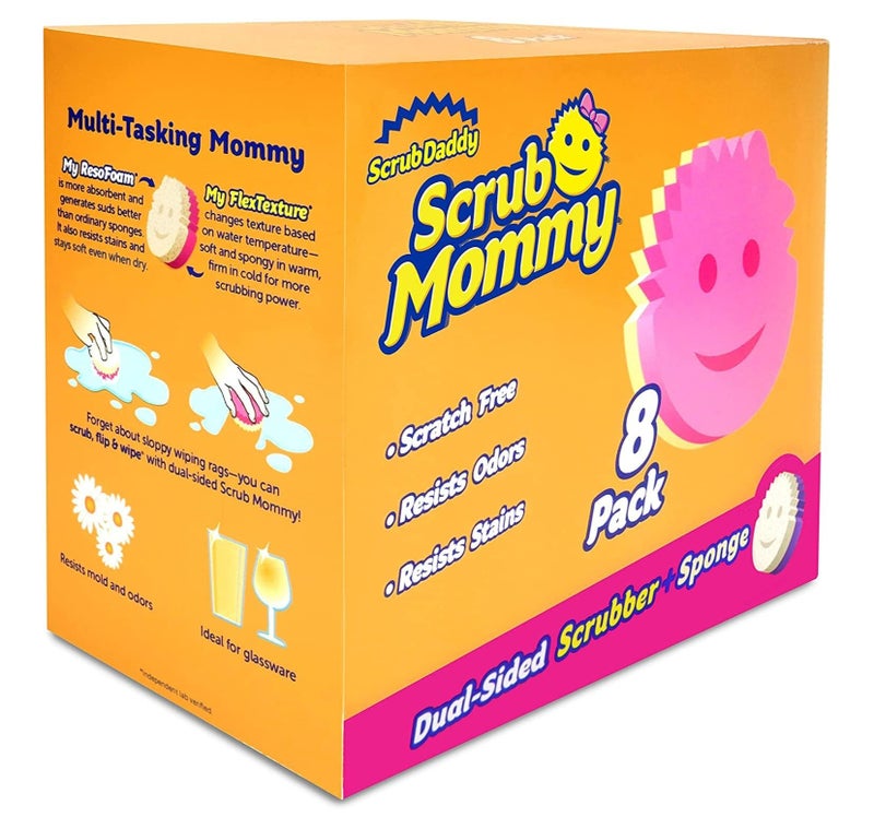 Scrub Daddy Scrub Mommy Dual-Sided Scrubber and Sponge 8 Pack, Scratch-Free Kitchen Cleaning Sponges with FlexTexture and ResoFoam Technology, Odor and Stain Resistant - Image 1