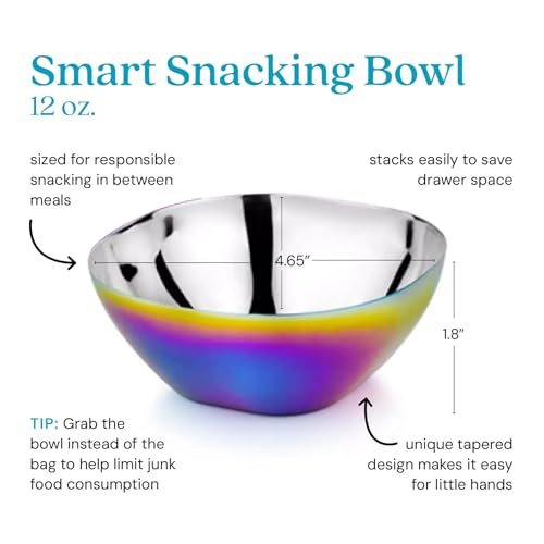 Ahimsa Stainless Steel Bowls for Kids | Non Toxic, Pediatrician Designed Toddler Bowls 12oz | Durable Metal Kids Bowl, Easy to Clean, Dishwasher Safe, Single Fun Rainbow - Image 2