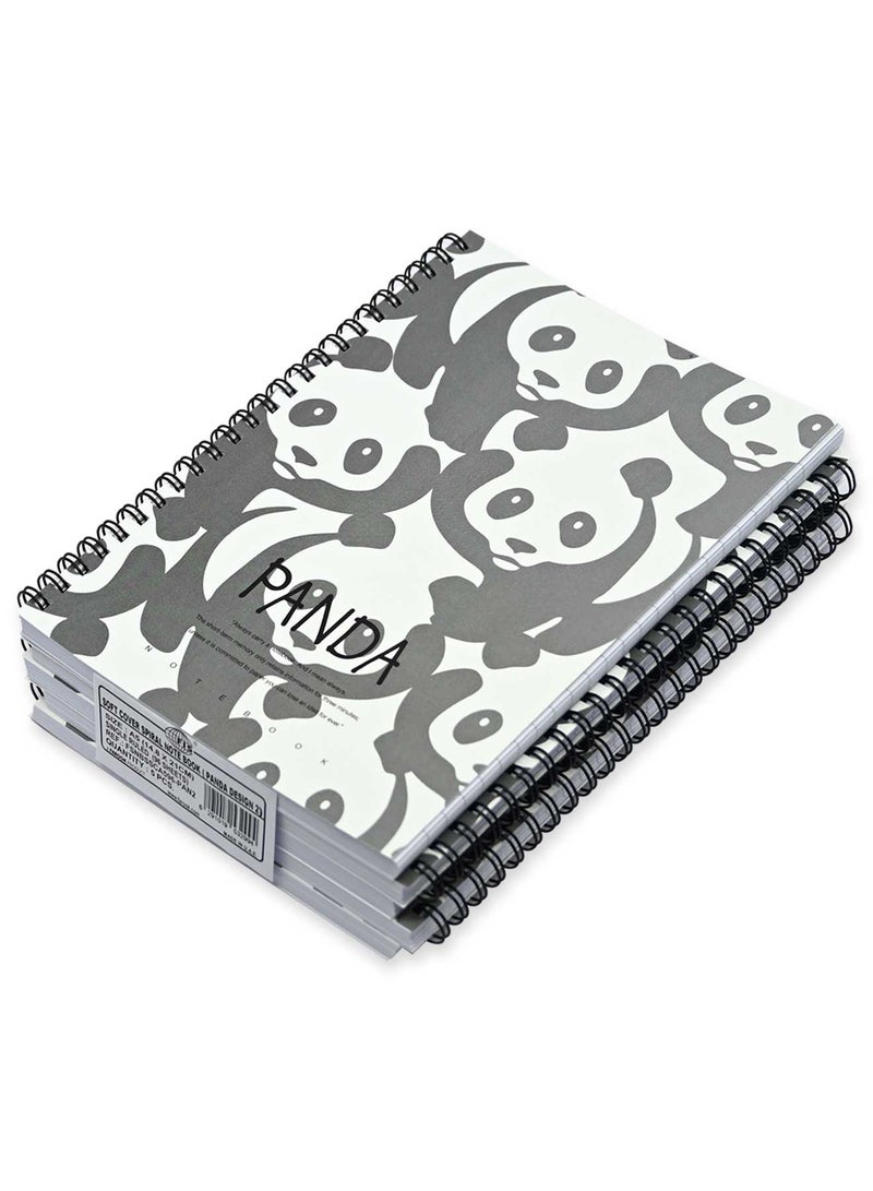 FIS Pack Of 5 Spiral Soft Cover Notebook, 96 Sheets A5 Panda Design 2 -FSNBSSCA596-PAN2 - Image 3