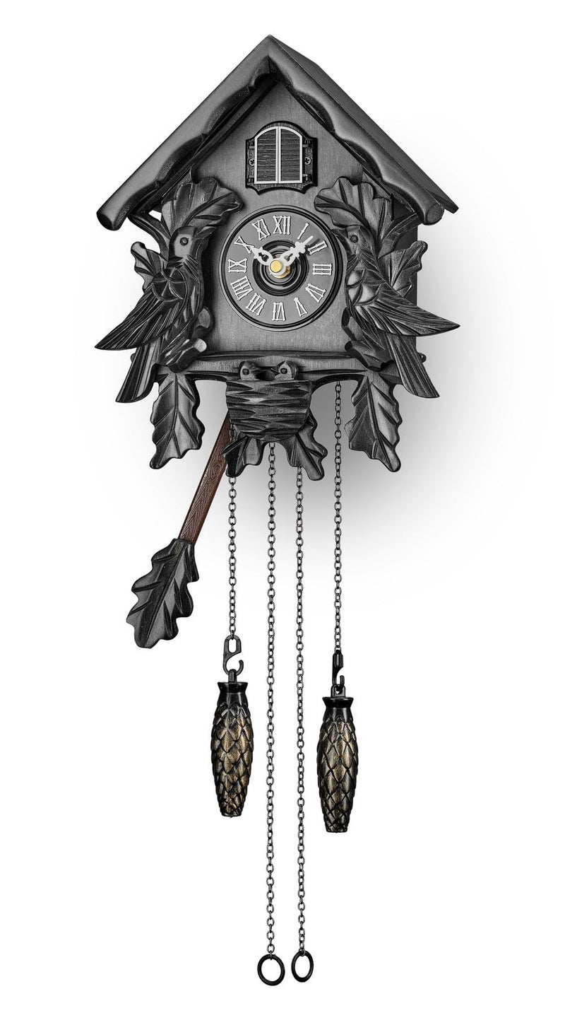 TIMEGEAR Cuckoo Clock with Night Mode, Singing Bird, Wooden Decorations and Swinging Pendulum - Image 1
