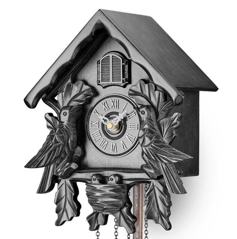 TIMEGEAR Cuckoo Clock with Night Mode, Singing Bird, Wooden Decorations and Swinging Pendulum - Image 5
