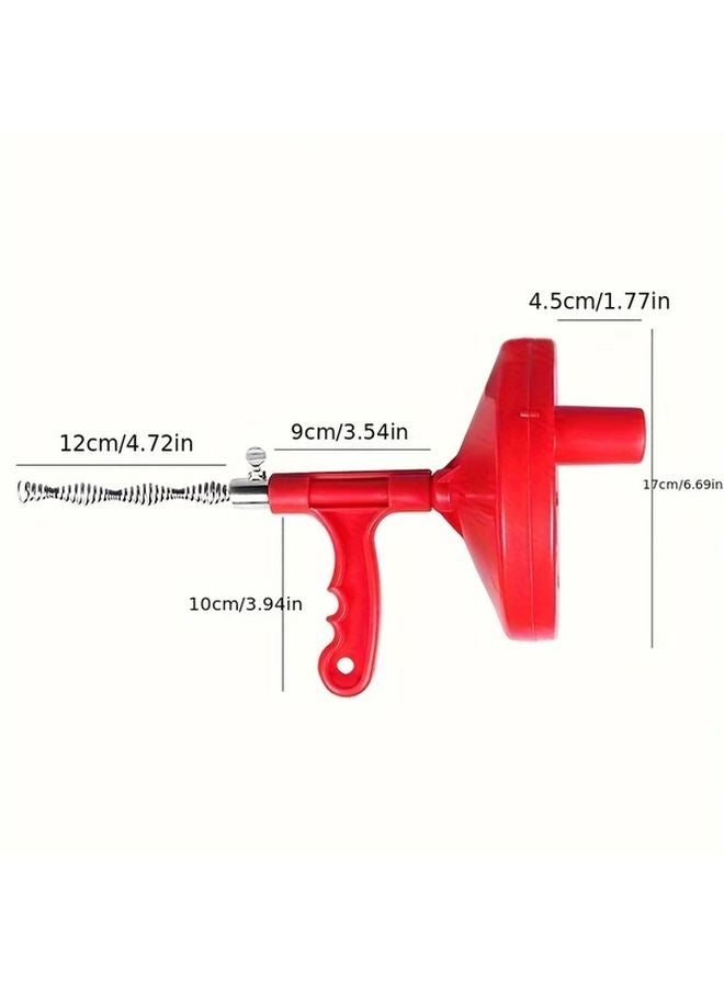 Red Heavy Duty Manual Sewer Toilet Unblocking Tool with Ergonomic Handle Sharp Auger - Image 3