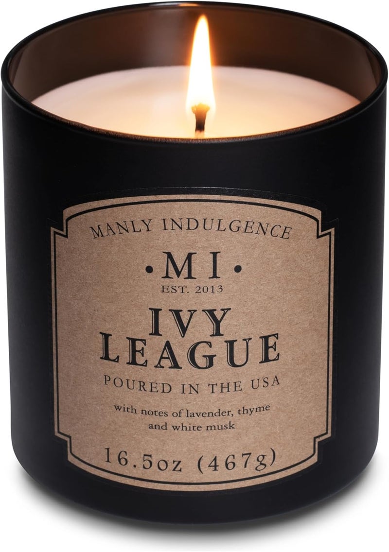 Manly Indulgence Ivy League Jar Candle 16.5 oz - - White Musk, Citrus, Thyme & Lavender - Earthy Amber - Up to 60 Hours Burn - Soy Blend Wax, USA Poured - Image 3