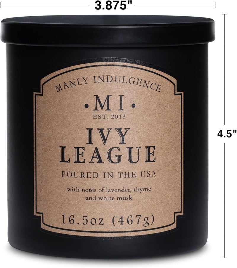 Manly Indulgence Ivy League Jar Candle 16.5 oz - - White Musk, Citrus, Thyme & Lavender - Earthy Amber - Up to 60 Hours Burn - Soy Blend Wax, USA Poured - Image 4