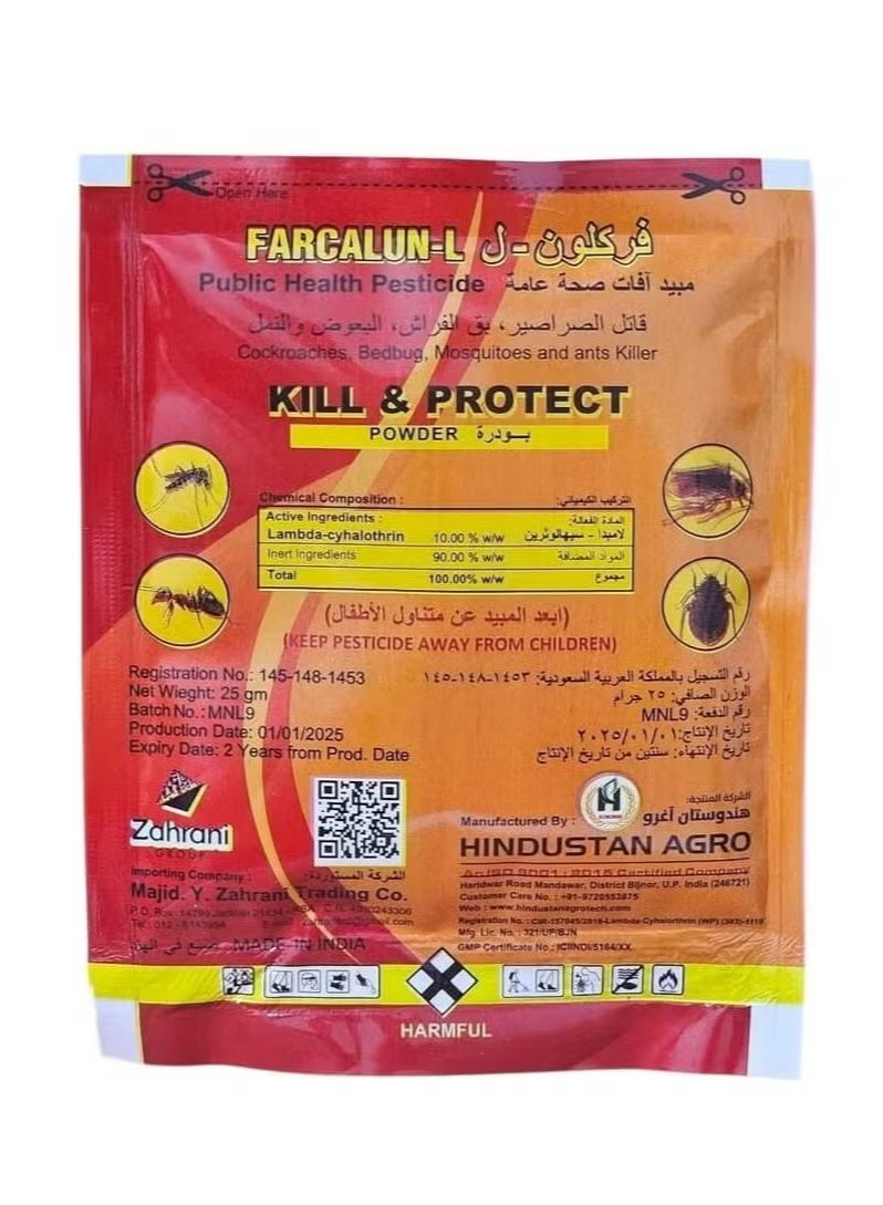 Farcalun L Insecticide Powder for Controlling Cockroaches Ants and Bed Bugs 25g