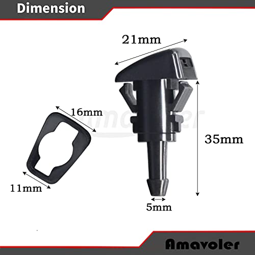 Amavoler Windshield Washer Nozzle Aftermarket Replacement Accessory Fit for KIA Motors RH LH Hyundai Accent Santa Fe Sonata OEM 986303J000 2pcs - Image 3