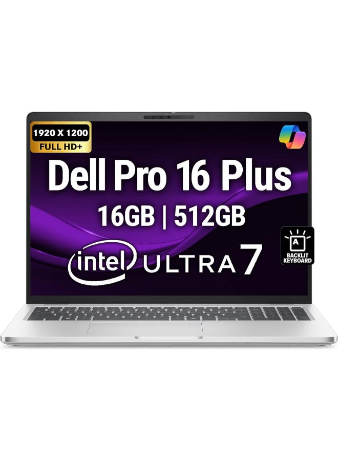 DELL Pro Laptop With 16-Inch Full HD Display,Intel Core Ultra 7 255U Processor/12-Core/8GB RAM/512GB HDD/Windows 11 Pro silver - Image 1