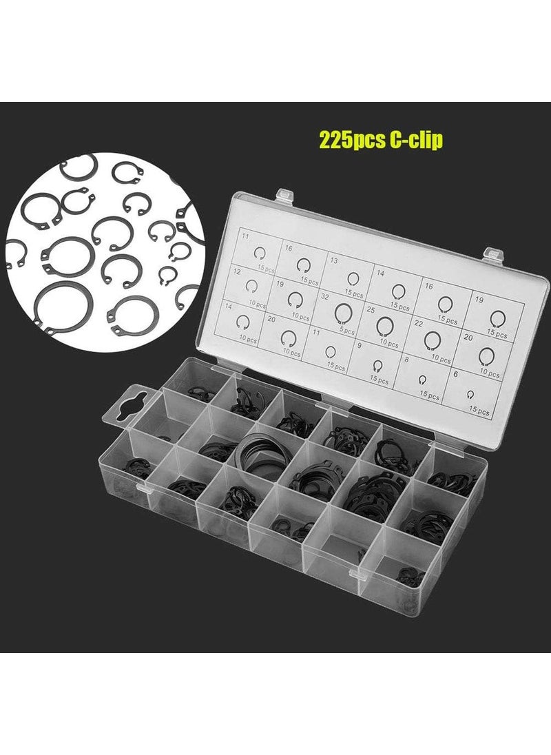 DIY Crafts DIY Crafts Pack Of 6 Set 225x6 Multi Black CClip Assortment Set 225Pcs 18 Sizes Circlip Ring Retaining Ring Assortment External CirclPack Of 6 Set 225x6 Multi Black  - Image 5