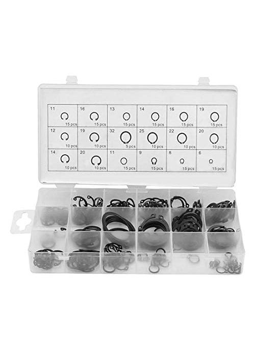 DIY Crafts DIY Crafts Pack Of 6 Set 225x6 Multi Black CClip Assortment Set 225Pcs 18 Sizes Circlip Ring Retaining Ring Assortment External CirclPack Of 6 Set 225x6 Multi Black  - Image 1