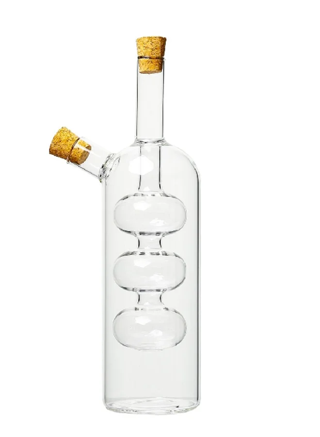 PARFAIT 2-In-1 Oil And Vinegar Bottle With Cork Stopper Clear And Brown 21.5 X 9 X 6 Cm Y122-413