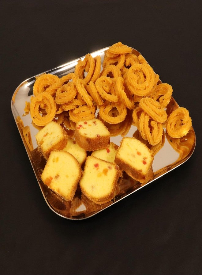 Spillbox صينية تقديم من الفولاذ المقاوم للصدأ من Spillbox | صينية عادية | مصنوعة من مواد آمنة غذائياً | خالية من مادة BPA | أدوات مائدة | سطح مصقول لامع | طبق مربع | [الطول: عبوة من] (صغير، 4 قطع) - Image 2