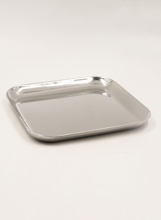 Spillbox صينية تقديم من الفولاذ المقاوم للصدأ من Spillbox | صينية عادية | مصنوعة من مواد آمنة غذائياً | خالية من مادة BPA | أدوات مائدة | سطح مصقول لامع | طبق مربع | [الطول: عبوة من] (صغير، 4 قطع) - Image 4