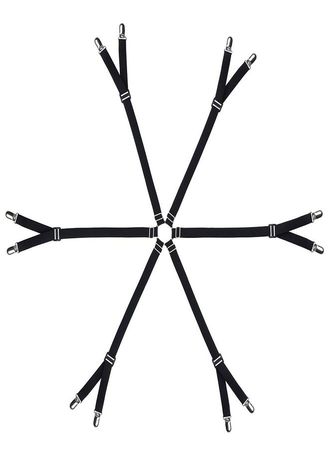 Eopocdor Bed Sheet Straps Adjustable,Metal Fasteners,6 Sides for Full,Queen,King Twin,Any Size Bed (Black) - Image 1
