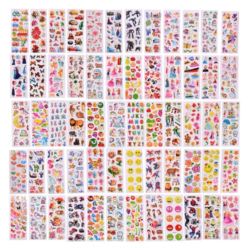 Gifting Square Cartoon Puffy 3D Cute Stickers Funny for Kids On Gifts (50 Sheet) - Image 1