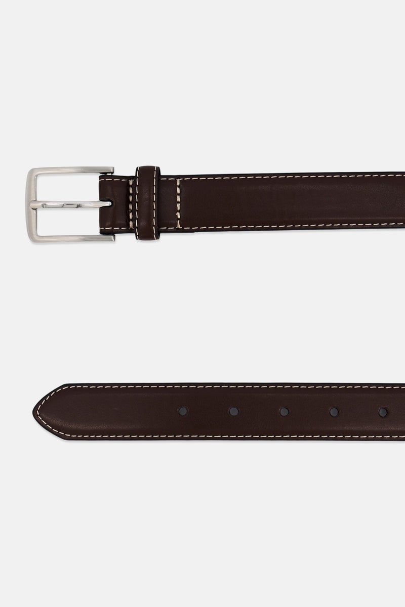 STEVE MADDEN Kids Boy Leather Contrast Stitch Belt, Brown  - Image 2