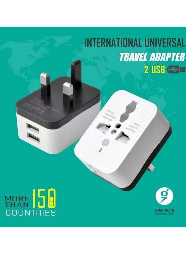 Universal USB Travel Charger Adapter – International Power Converter with EU, UK, and US Plug - Image 4