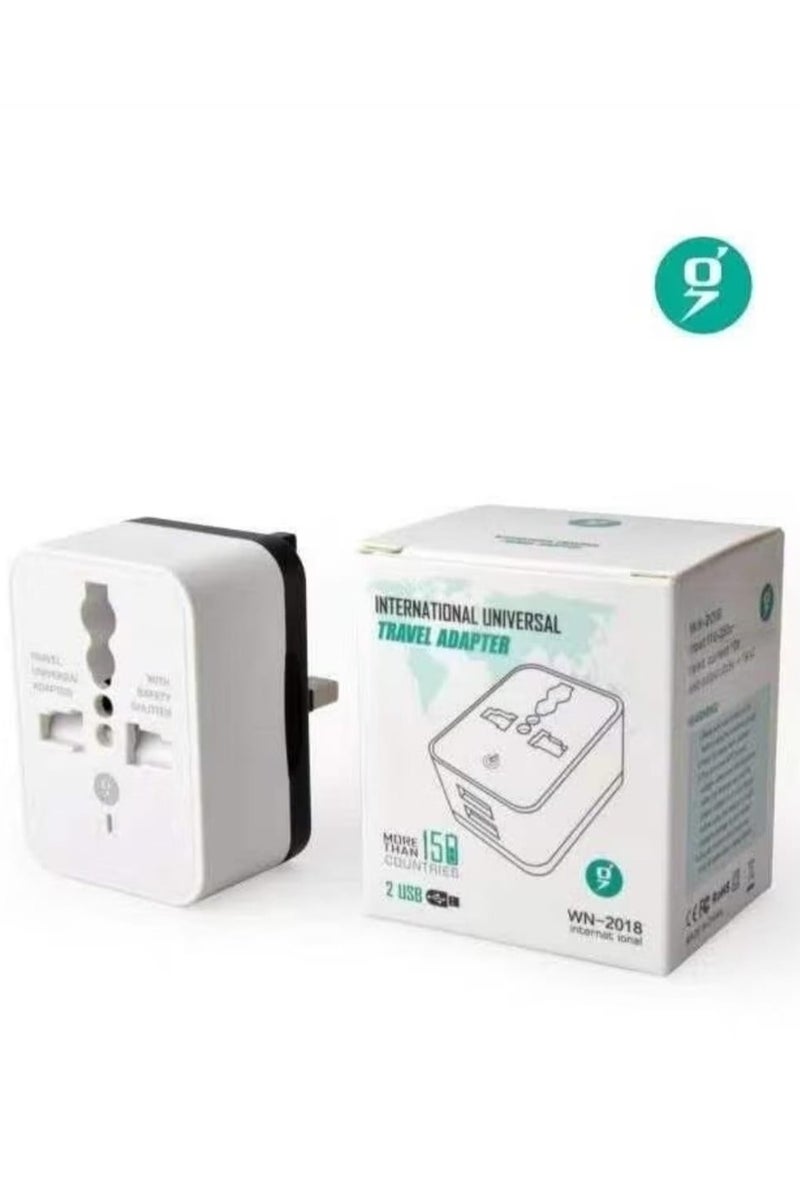 Universal USB Travel Charger Adapter – International Power Converter with EU, UK, and US Plug - Image 1
