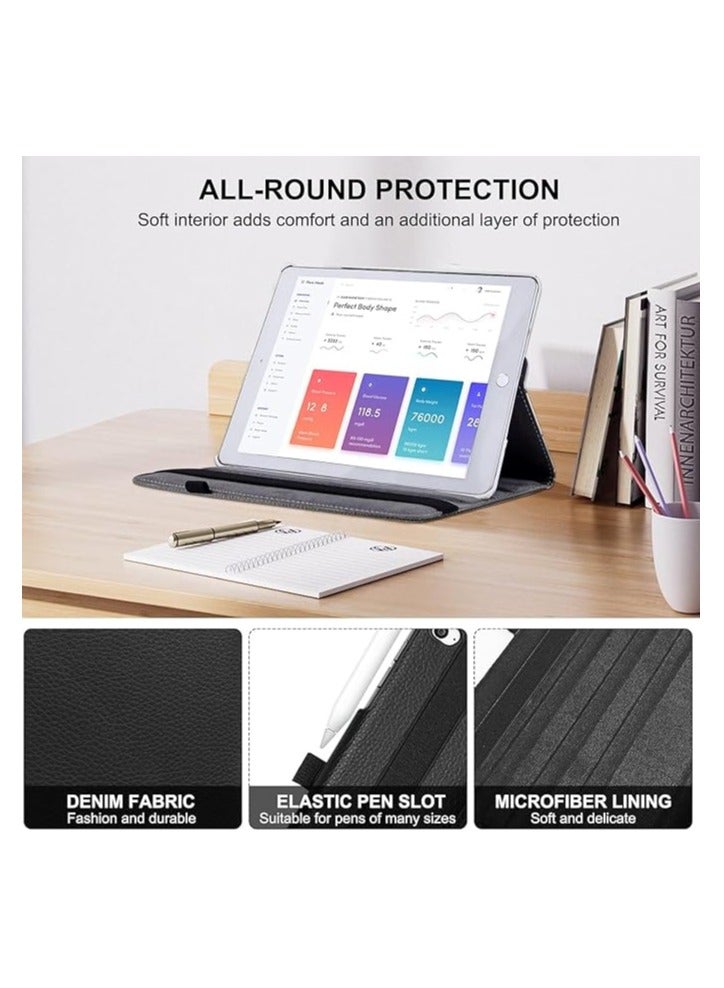 IPad Case 9.7 inch 2018/2017  iPad Air Air 2 Smart Cover 360 Degree Rotating Stand Auto Sleep/Wake (Black) - Image 2