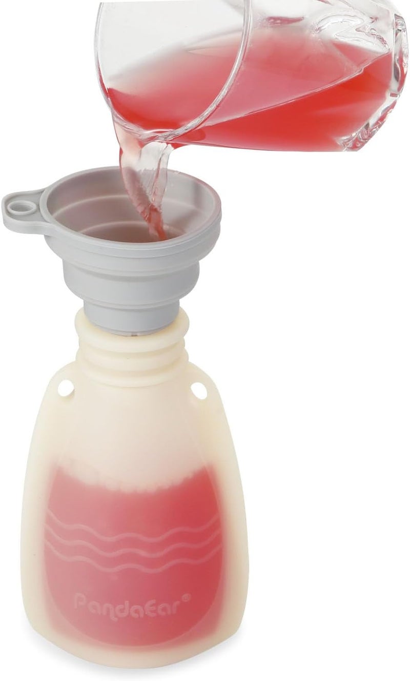 PandaEar Reusable Silicone Baby Food Pouches, 4 Pack Squeeze Pouches for Toddler Kids, BPA-Free Silicone Refillable Baby Food Storage, 5.5 oz/160 ml - Image 4