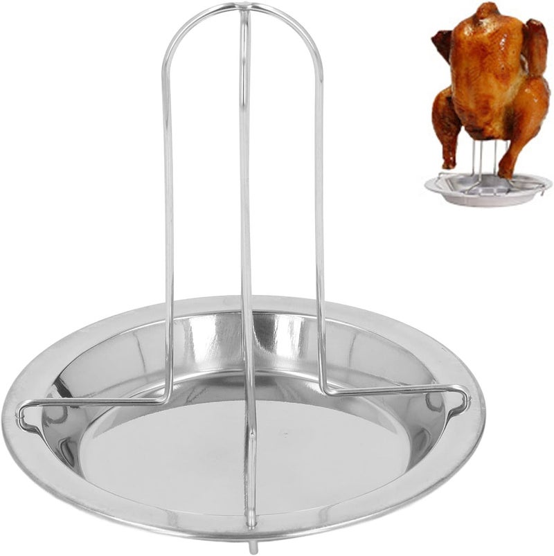 Stainless Steel Chicken Roaster Rack, Vertical Chicken Holder Roasting Pan with Rack Grilling Accessories for Camping Baking - Image 1