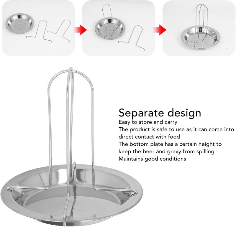 Stainless Steel Chicken Roaster Rack, Vertical Chicken Holder Roasting Pan with Rack Grilling Accessories for Camping Baking - Image 4