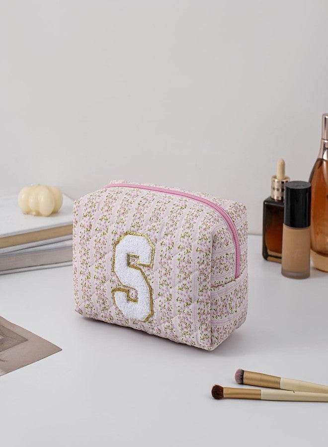 JOVAKIT Makeup Bag Cosmetic Bags for Women, Christmas Gifts for Girls Age 6-18, Alphabet Pink Floral Coquette Zipper Travel Makeup Pouch, Organizer Case Trendy Stuff (Pink Floral S) - Image 2