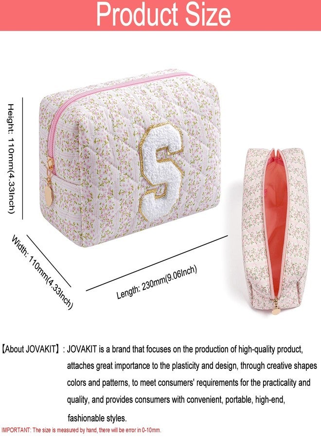 JOVAKIT Makeup Bag Cosmetic Bags for Women, Christmas Gifts for Girls Age 6-18, Alphabet Pink Floral Coquette Zipper Travel Makeup Pouch, Organizer Case Trendy Stuff (Pink Floral S) - Image 4