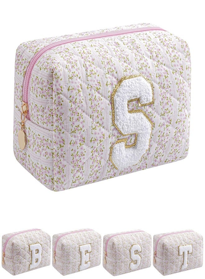 JOVAKIT Makeup Bag Cosmetic Bags for Women, Christmas Gifts for Girls Age 6-18, Alphabet Pink Floral Coquette Zipper Travel Makeup Pouch, Organizer Case Trendy Stuff (Pink Floral S) - Image 1