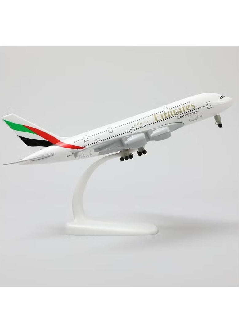 LIMOS - 16cm Emirates A380 Diecast Model Plane with Wheels, Base, and Attached Metal & Plastic Parts – Perfect Gift for Birthdays, Elegant Decor for Home and Office - Image 1