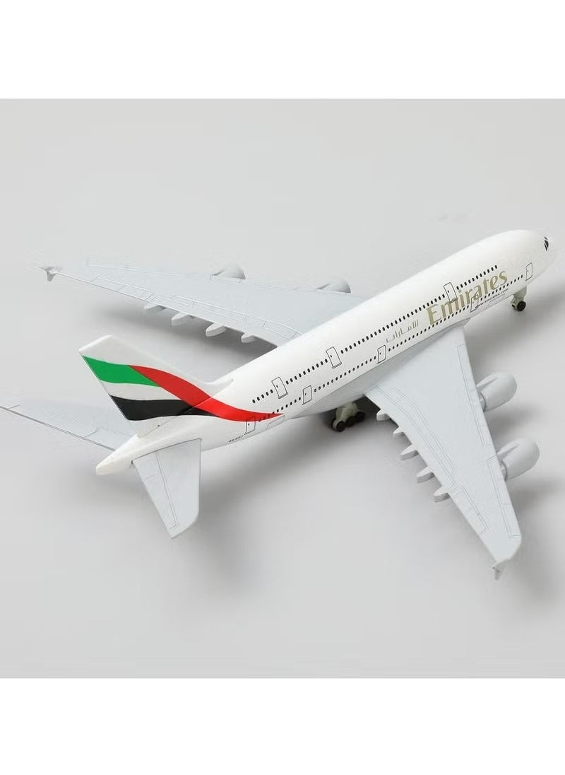 LIMOS - 16cm Emirates A380 Diecast Model Plane with Wheels, Base, and Attached Metal & Plastic Parts – Perfect Gift for Birthdays, Elegant Decor for Home and Office - Image 1