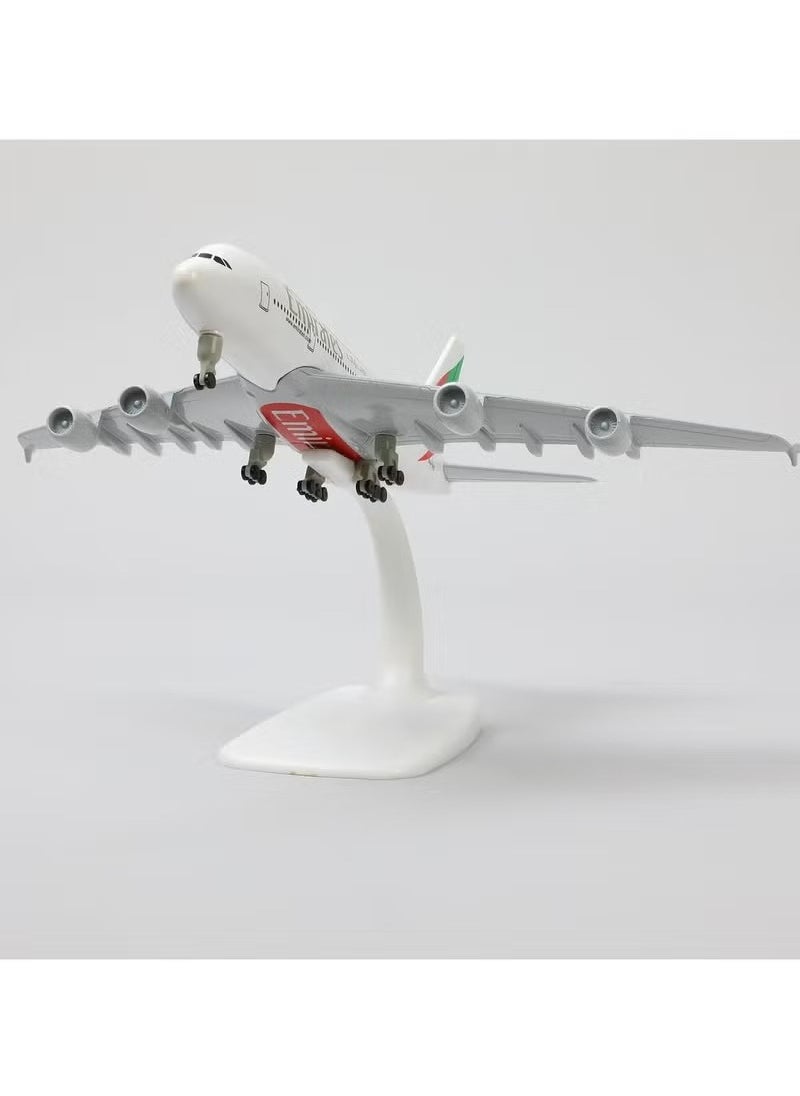 LIMOS - 16cm Emirates A380 Diecast Model Plane with Wheels, Base, and Attached Metal & Plastic Parts – Perfect Gift for Birthdays, Elegant Decor for Home and Office - Image 1