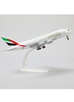 16cm Emirates A380 Diecast Model Plane with Wheels, Base, and Attached Metal & Plastic Parts – Perfect Gift for Birthdays, Elegant Decor for Home and Office
