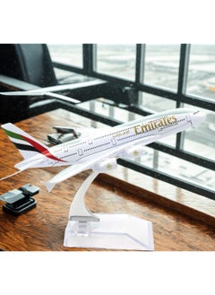 ليموس نموذج طائرة الإمارات A380 المصبوب مقاس 16 سم مع عجلات وقاعدة وأجزاء معدنية وبلاستيكية متصلة - هدية مثالية لأعياد الميلاد، ديكور أنيق للمنزل والمكتب  - Image 5
