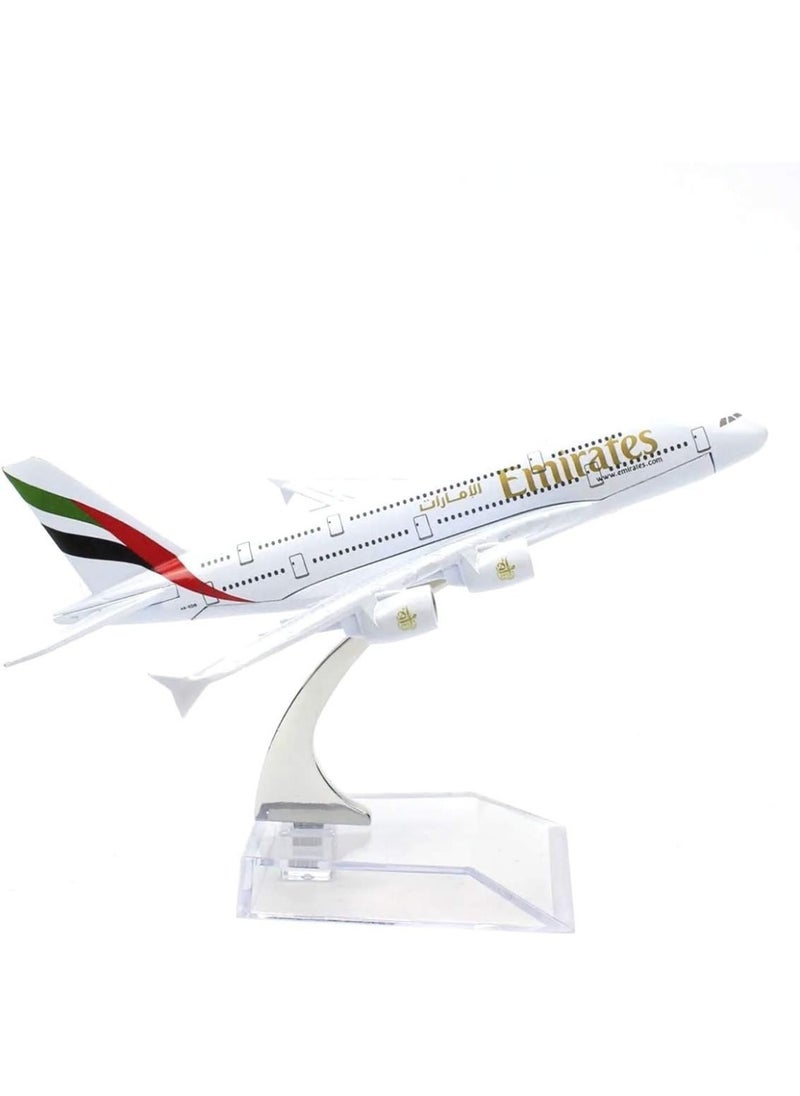 LIMOS - 16cm Emirates A380 Diecast Model Plane with Wheels, Base, and Attached Metal & Plastic Parts – Perfect Gift for Birthdays, Elegant Decor for Home and Office - Image 1