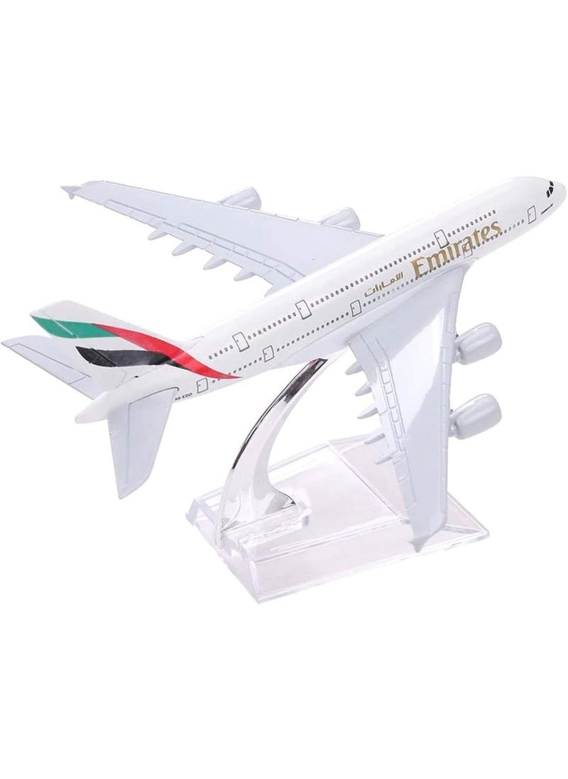 LIMOS - 16cm Emirates A380 Diecast Model Plane with Wheels, Base, and Attached Metal & Plastic Parts – Perfect Gift for Birthdays, Elegant Decor for Home and Office - Image 1