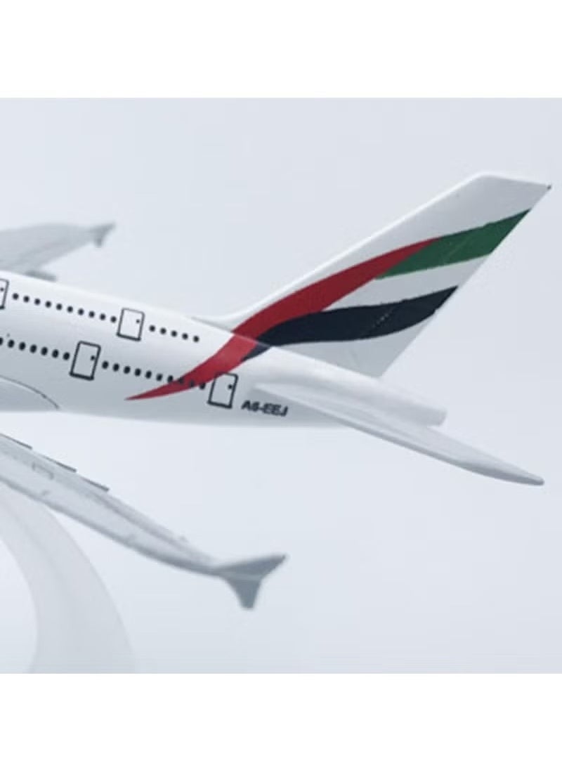 LIMOS - 16cm Emirates A380 Diecast Model Plane with Wheels, Base, and Attached Metal & Plastic Parts – Perfect Gift for Birthdays, Elegant Decor for Home and Office - Image 1